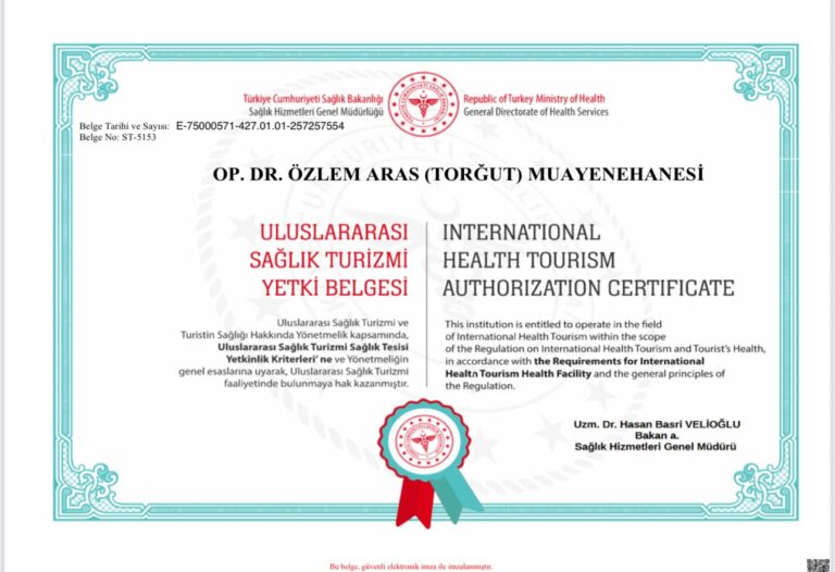 Uluslararası Sağlık Turizmi Yetki Belgesi
